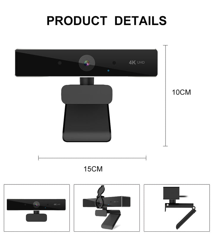 4K Webcam with Autofocus, Built-In Mic and Auto Light Correction