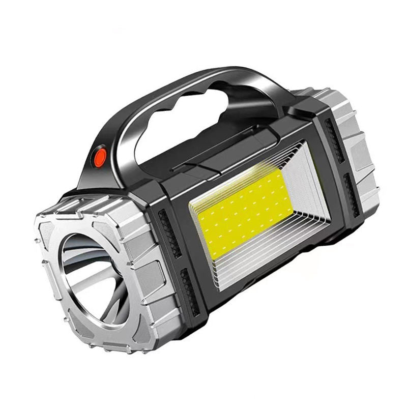 Solar Rechargeable LED Torch with COB Floodlight and Power Bank