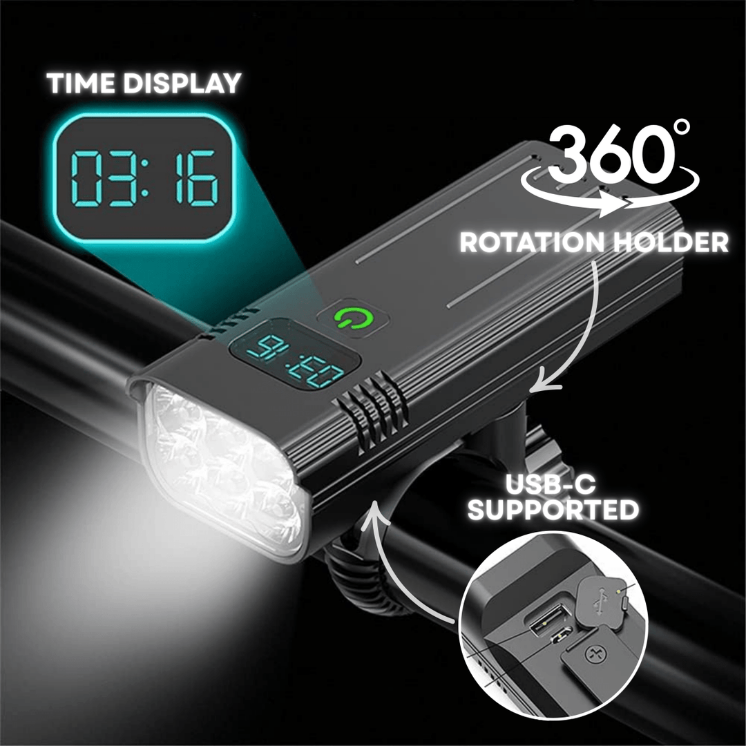 Harwelton™ 5000 Lumen Bike Light with 12 LEDs and USB-C Rechargeable Battery