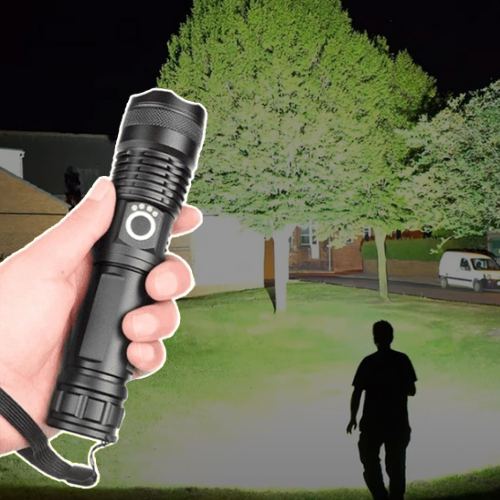 Harwelton™ Rechargeable XHP50 LED Torch with Zoom and Battery Display