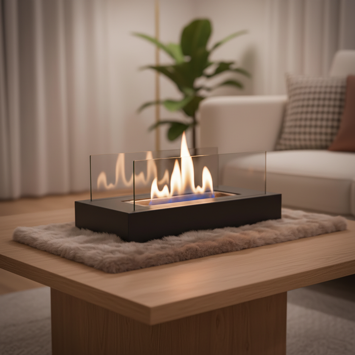 Indoor and Outdoor Tabletop Fire with Tempered Glass Panels