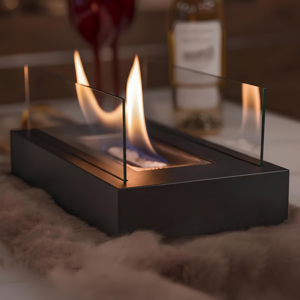 Indoor and Outdoor Tabletop Fire with Tempered Glass Panels