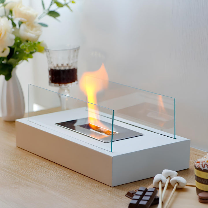 Indoor and Outdoor Tabletop Fire with Tempered Glass Panels