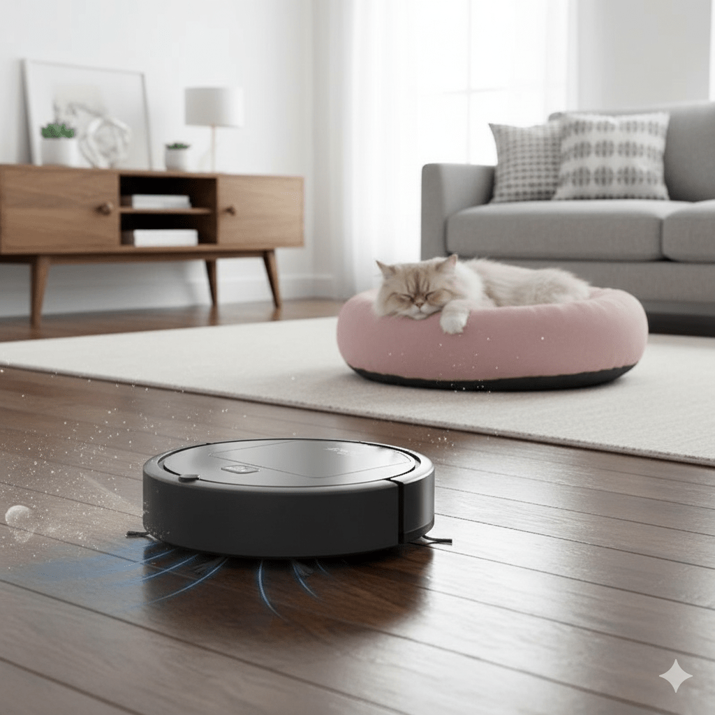 Quiet Robot Vacuum Cleaner with HEPA Filter and One-Touch Start