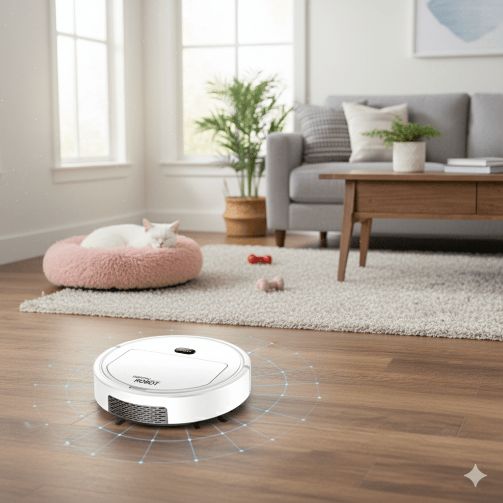 Quiet Robot Vacuum Cleaner with HEPA Filter and One-Touch Start