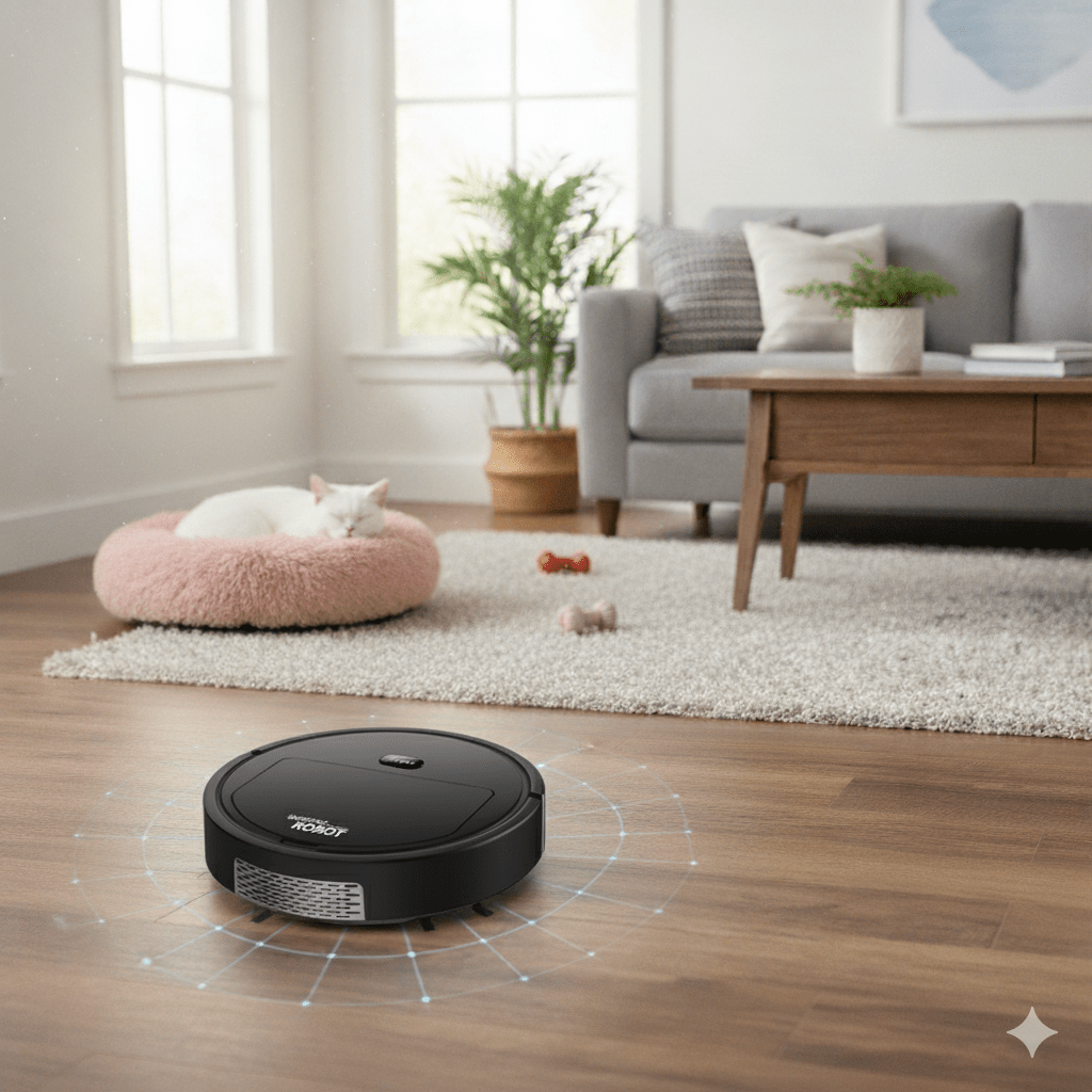 Quiet Robot Vacuum Cleaner with HEPA Filter and One-Touch Start