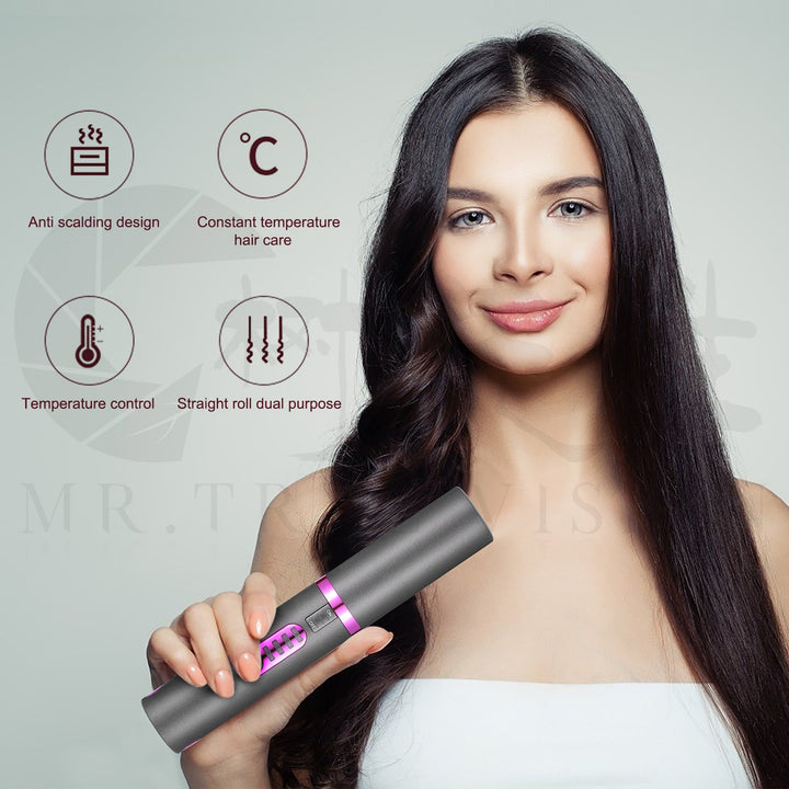 Cordless USB 2-in-1 Mini Straightener and Curler for Travel