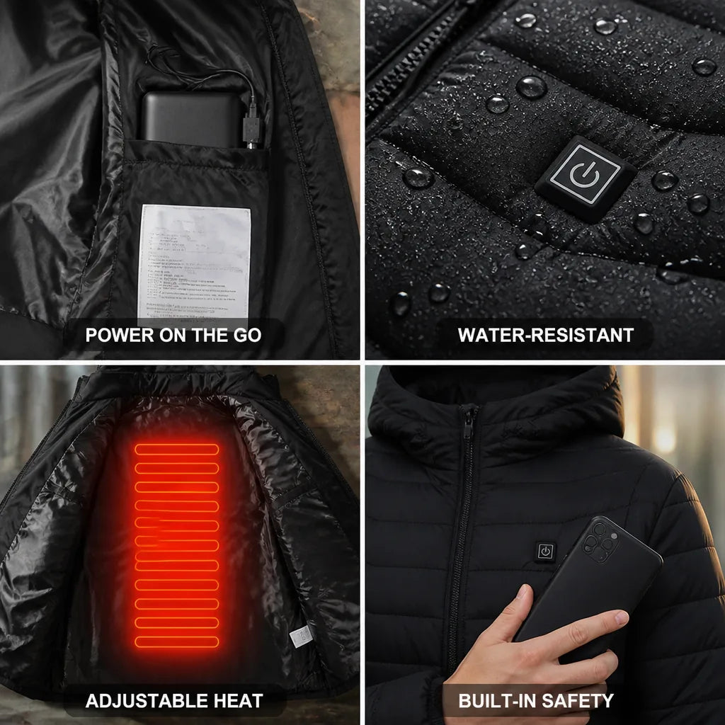 Harwelton™ USB Heated Jacket with Power Bank Pocket &amp; Auto Shut-Off