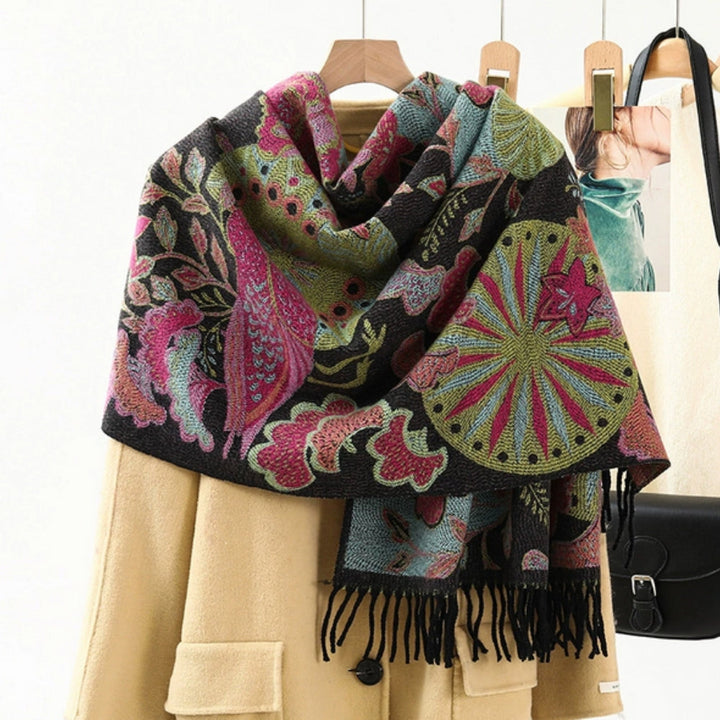 Ethnic Pattern Pashmina Shawl Scarf – Soft, Vibrant Weave