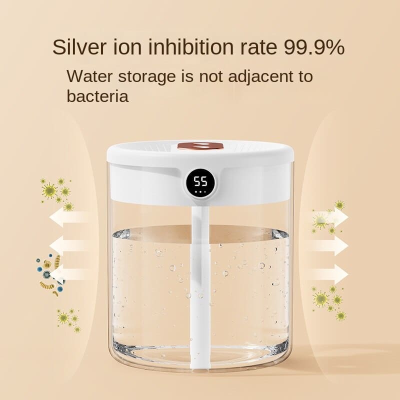 2-Litre USB Humidifier with Twin Mist Outlets and Digital Display