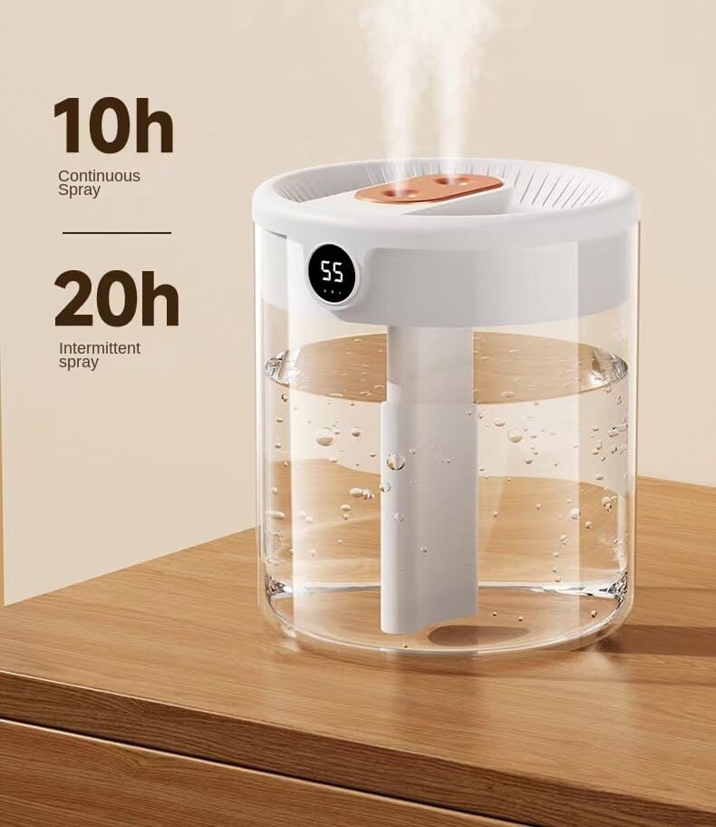 2-Litre USB Humidifier with Twin Mist Outlets and Digital Display