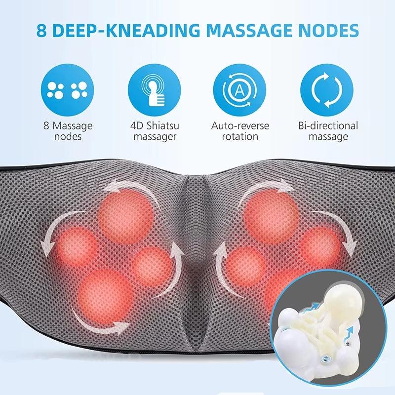 Harwelton™ Shiatsu Neck and Back Massage Pillow with Soothing Heat