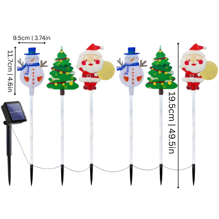 Harwelton™ Solar Christmas Path Lights with Santa and Snowmen, 6-Pack
