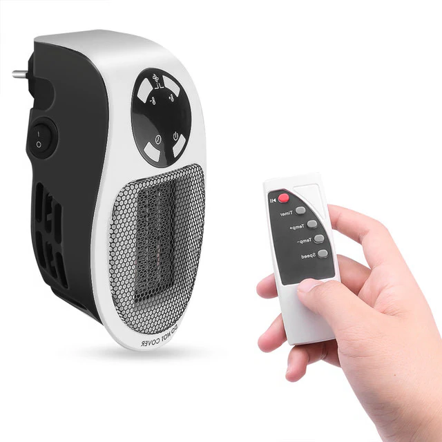 Mini Heizlüfter | Programmierbarer 12-Stunden-Timer | Leiser Betrieb mit Fernbedienung und Thermostat 15-32°C