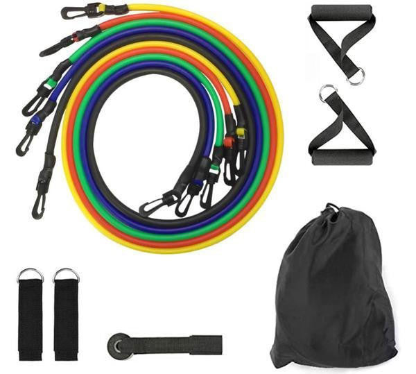 11-Piece Resistance Band Set with Door Anchor and Bag