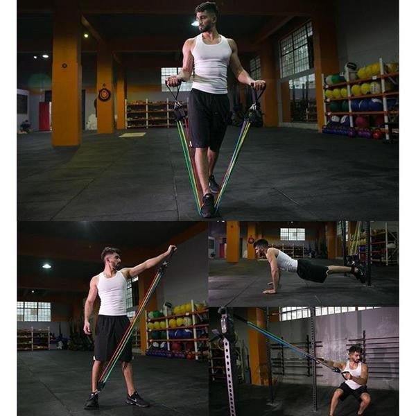 11-Piece Resistance Band Set with Door Anchor and Bag
