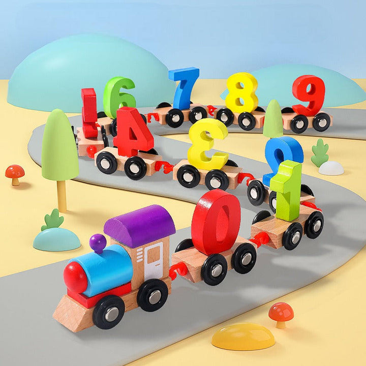 Wooden Magnetic Number Train for Learning Through Play