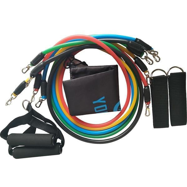 11-Piece Resistance Band Set with Door Anchor and Bag