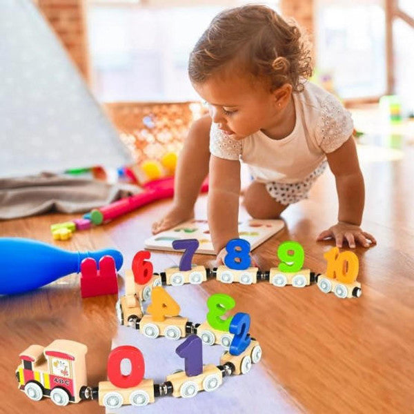 Wooden Magnetic Number Train for Learning Through Play