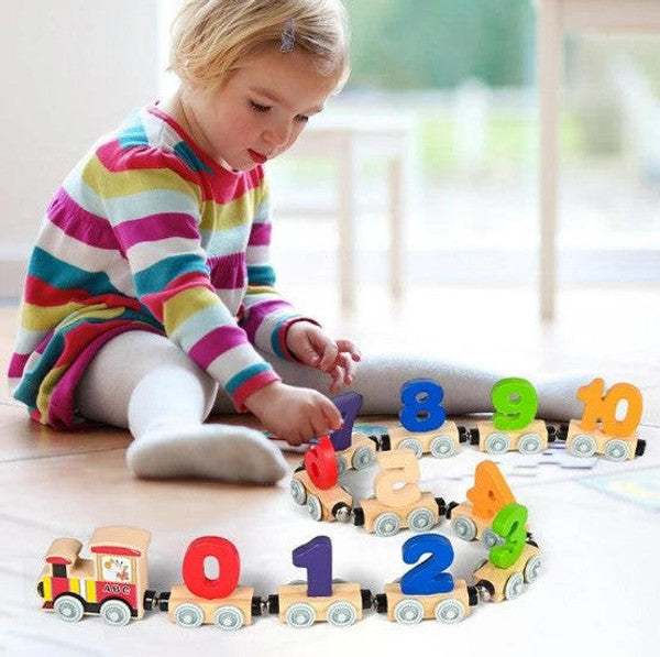 Wooden Magnetic Number Train for Learning Through Play