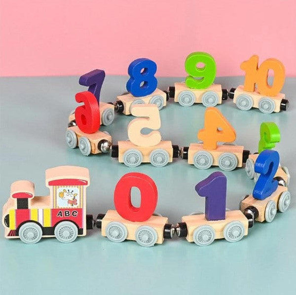 Wooden Magnetic Number Train for Learning Through Play