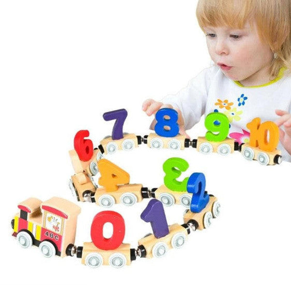 Wooden Magnetic Number Train for Learning Through Play