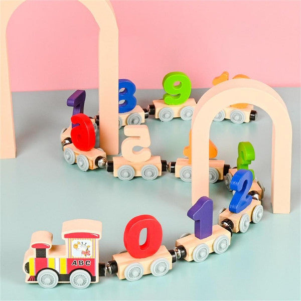 Wooden Magnetic Number Train for Learning Through Play