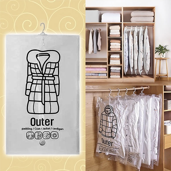 Hanging Vacuum Storage Bags for Wardrobes, Set of Four