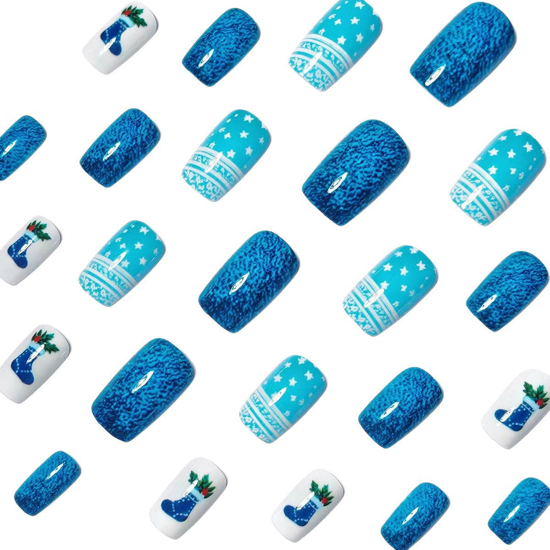 Harwelton™ Reusable Winter Press-On Nails with Snowy Designs