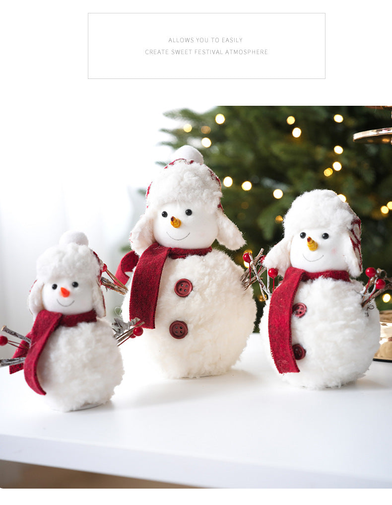 Plush Knitted Snowman Ornament with Handcrafted Charm