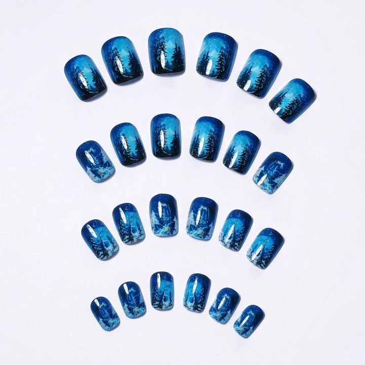 Hand-Painted Look Winter Nail Tips in Slate Grey