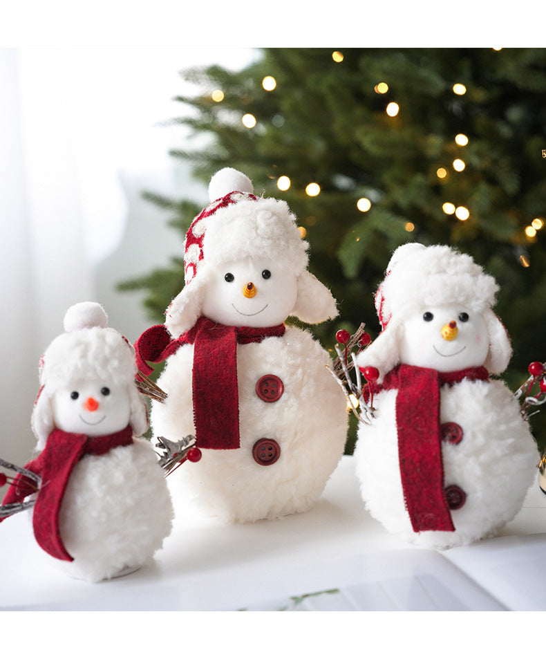 Plush Knitted Snowman Ornament with Handcrafted Charm