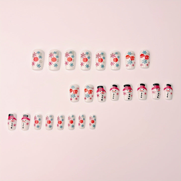 Winter Press-On Nails with Snowman &amp; Snowflake Designs