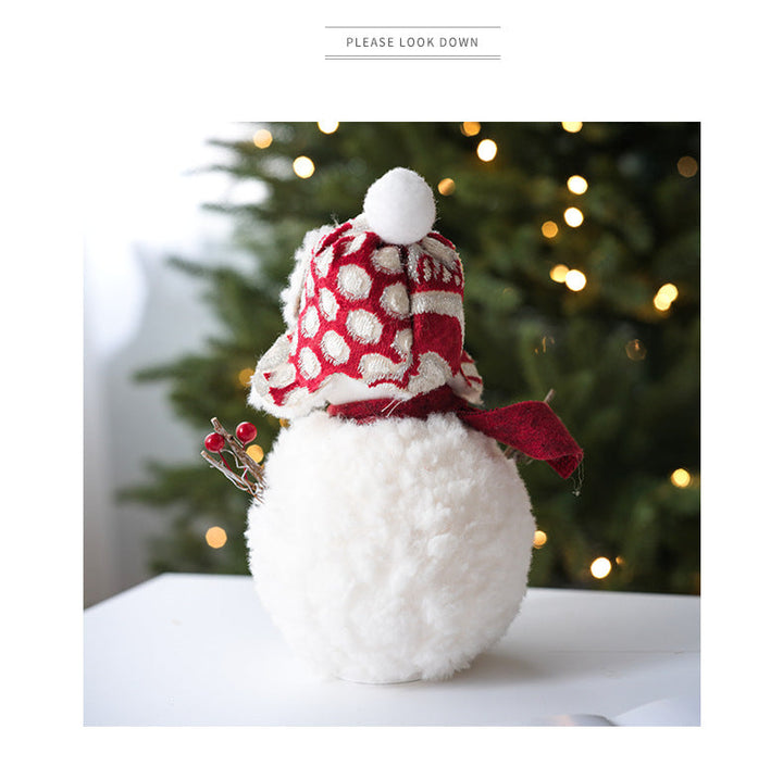 Plush Knitted Snowman Ornament with Handcrafted Charm