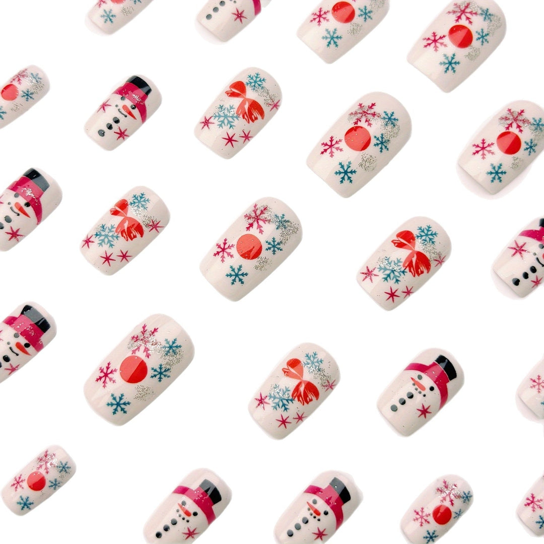Winter Press-On Nails with Snowman &amp; Snowflake Designs
