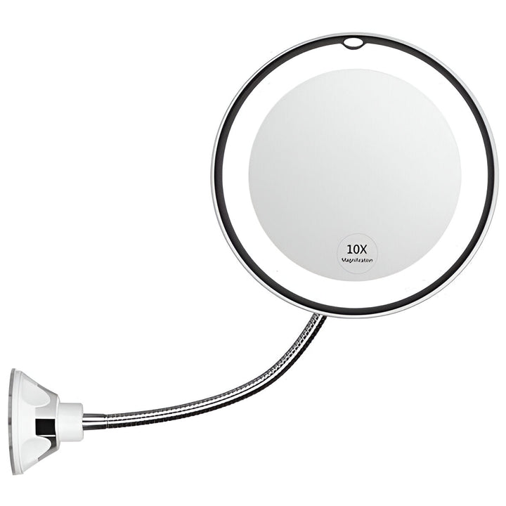 10x Magnifying LED Mirror with Suction Cup and 360° Swivel