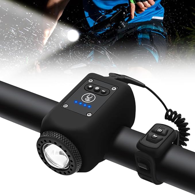 110dB Rechargeable Bike Horn and Front Light – 2-in-1, Waterproof
