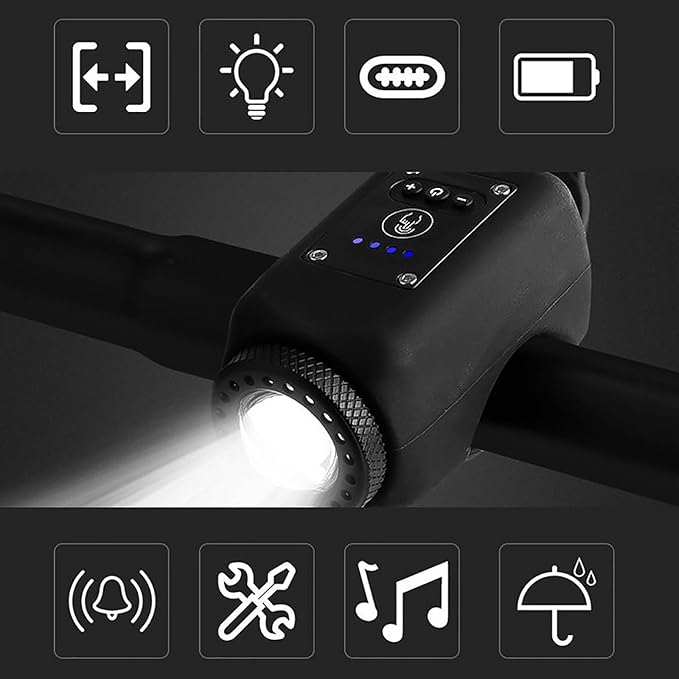 110dB Rechargeable Bike Horn and Front Light – 2-in-1, Waterproof