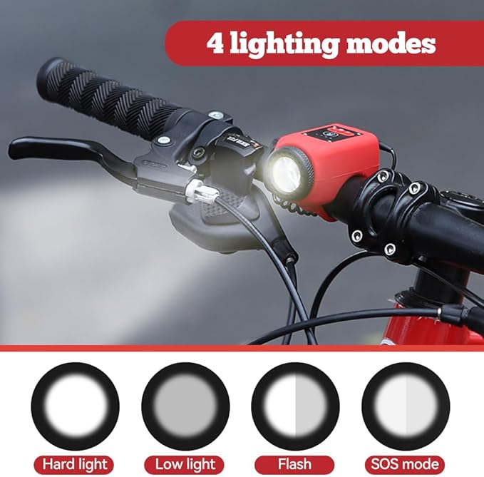 110dB Rechargeable Bike Horn and Front Light – 2-in-1, Waterproof