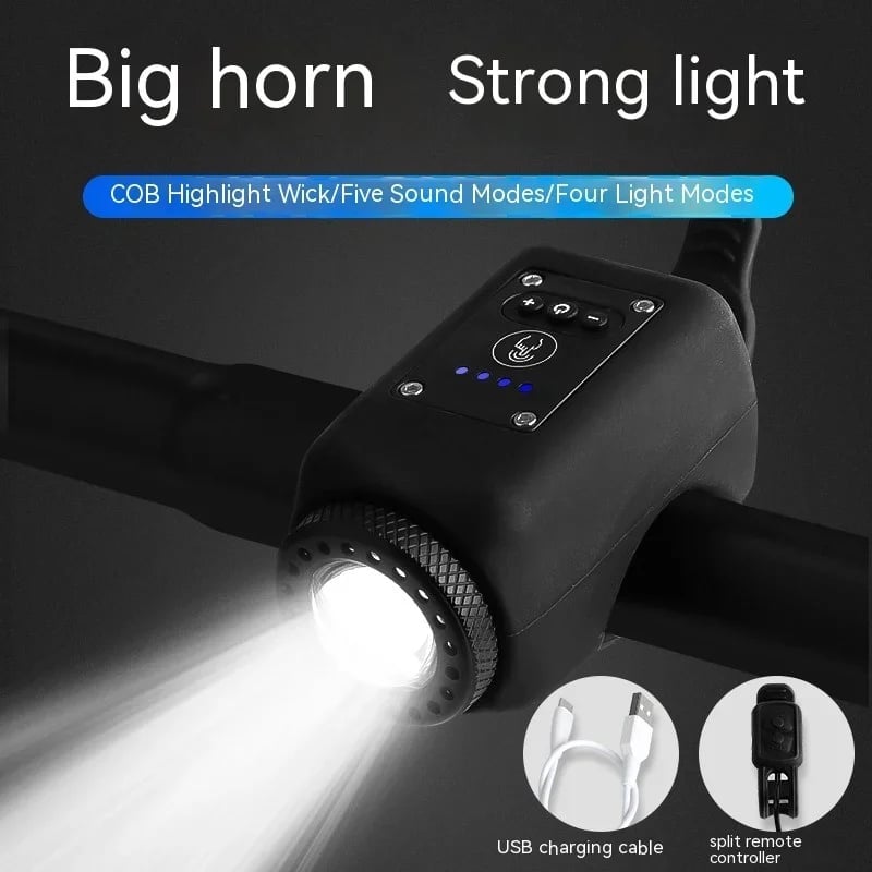 110dB Rechargeable Bike Horn and Front Light – 2-in-1, Waterproof