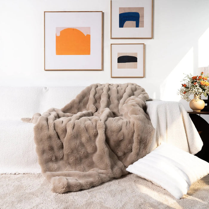 Harwelton™ Dual-Layer Faux Fur Throw with Cloud-Soft Plush Feel