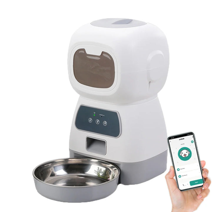 Smart Automatic Pet Feeder with Voice Recording for Cats &amp; Dogs