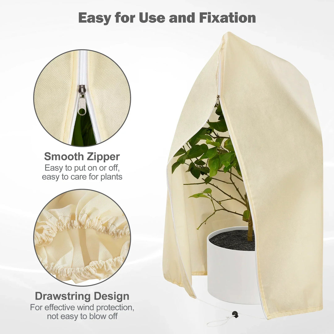 Breathable Plant Frost Cover with Zip and Drawstring