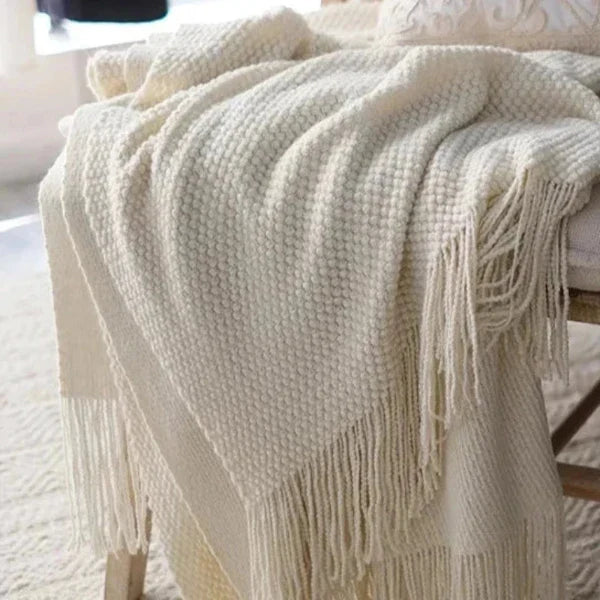 Harwelton™ Cream White Wool Blanket, Warm and Cosy All Year