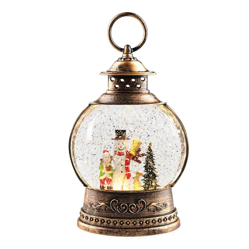 Harwelton™ Vintage Gold Christmas Lantern with Music Box and Snow Glitter