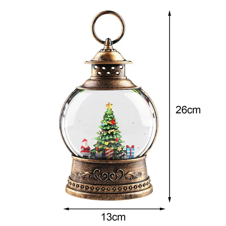 Harwelton™ Vintage Gold Christmas Lantern with Music Box and Snow Glitter