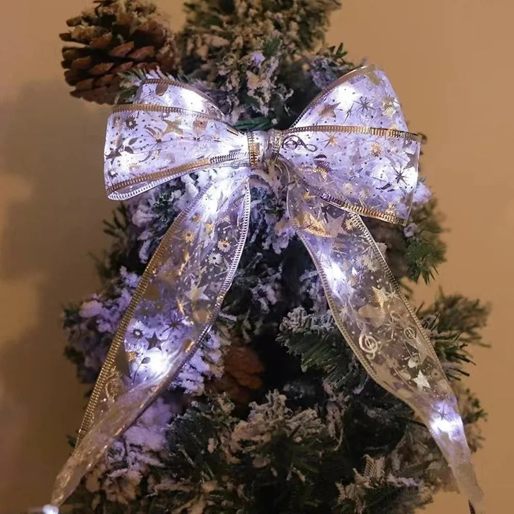 Christmas Ribbon with Warm White LED Fairy Lights