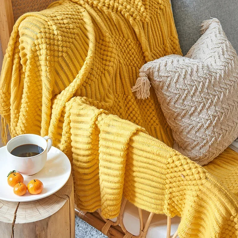 Nordic Chunky Knit Throw in Soft Faux Cashmere