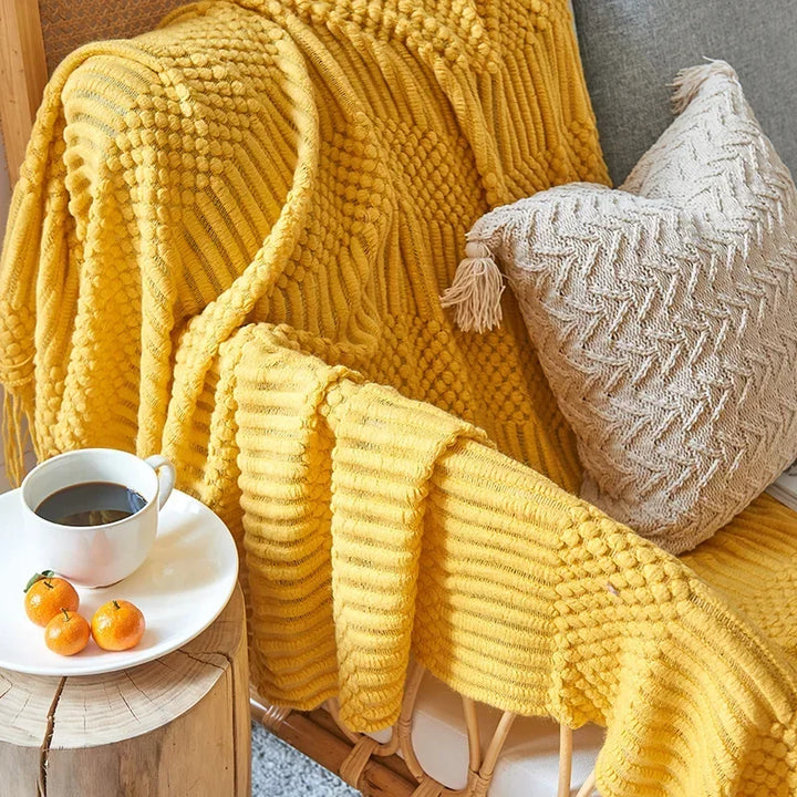 Nordic Chunky Knit Throw in Soft Faux Cashmere