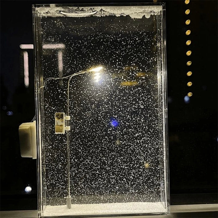 Snowy Street Lamp Night Light – Glowing Winter Scene Diorama